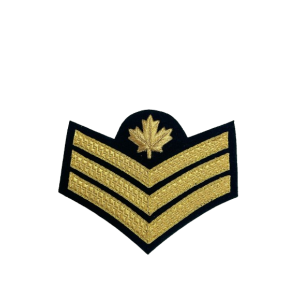 Sergeant Cloth Rank Badge 3 chevrons Braid Green