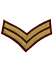 Corporal Cloth Rank Badge (2 chevrons) Braid Red