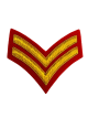 Corporal Cloth Rank Badge (2 chevrons) Embroidered Red