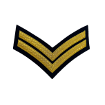 Corporal Cloth Rank Badge (2 chevrons) Braid Black