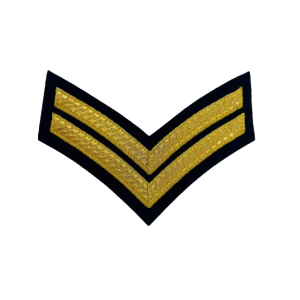 Corporal Cloth Rank Badge (2 chevrons) Braid Black