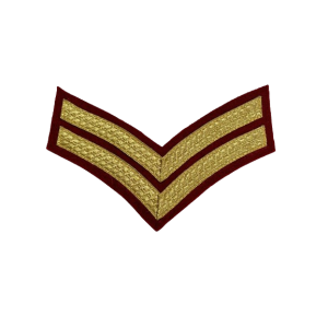 Corporal Cloth Rank Badge (2 chevrons) Braid Red