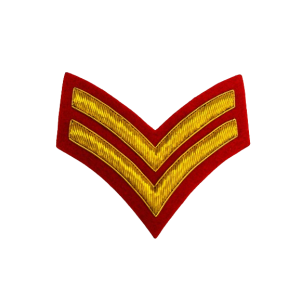 Corporal Cloth Rank Badge (2 chevrons) Embroidered Red