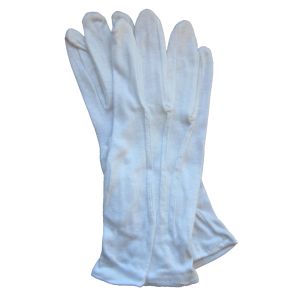 White Nylon Ceremonial Gloves w/ Snap